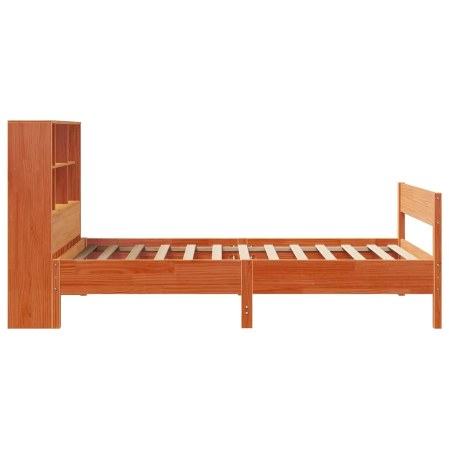 Lit bibliothèque sans matelas cire marron 100x200 cm pin massif - 5