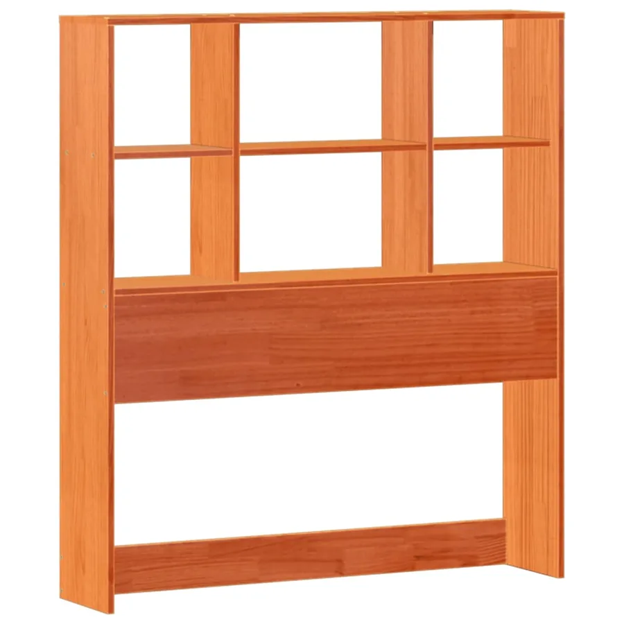 Lit bibliothèque sans matelas cire marron 100x200 cm pin massif - 7
