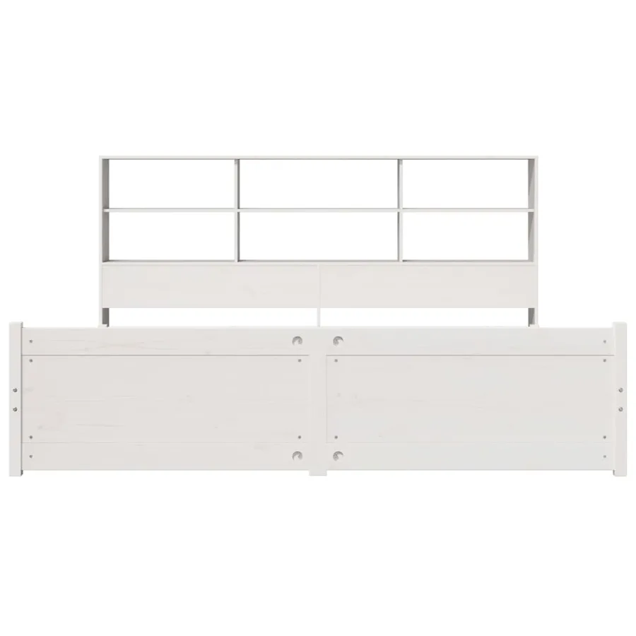 Lit bibliothèque sans matelas blanc 180x200 cm bois pin massif - 4