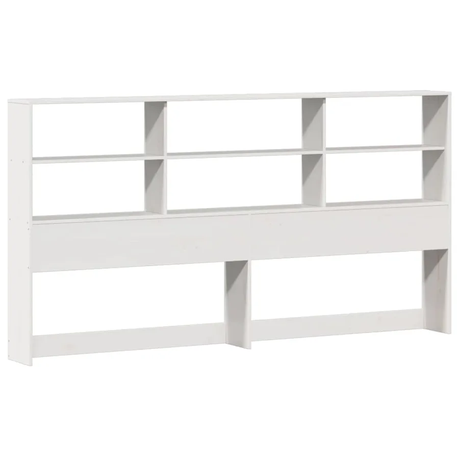 Lit bibliothèque sans matelas blanc 180x200 cm bois pin massif - 7