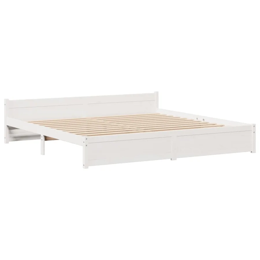 Lit bibliothèque sans matelas blanc 180x200 cm bois pin massif - 8
