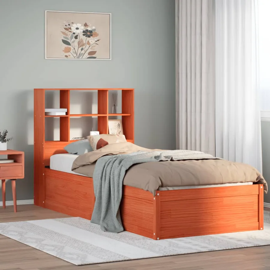 Cadre de lit sans matelas cire marron 100x200cm bois pin massif