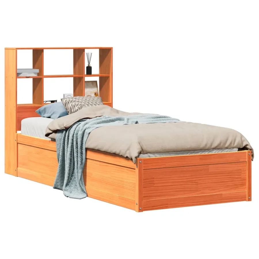 Cadre de lit sans matelas cire marron 100x200cm bois pin massif - 2