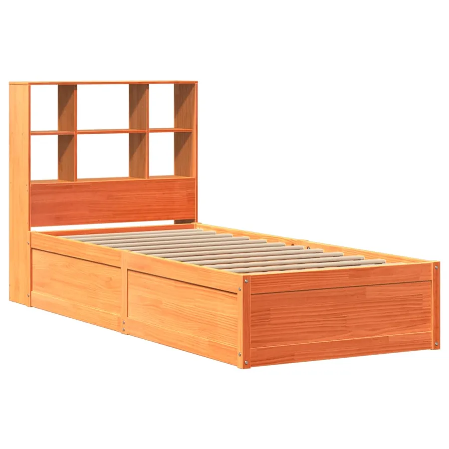 Cadre de lit sans matelas cire marron 100x200cm bois pin massif - 3