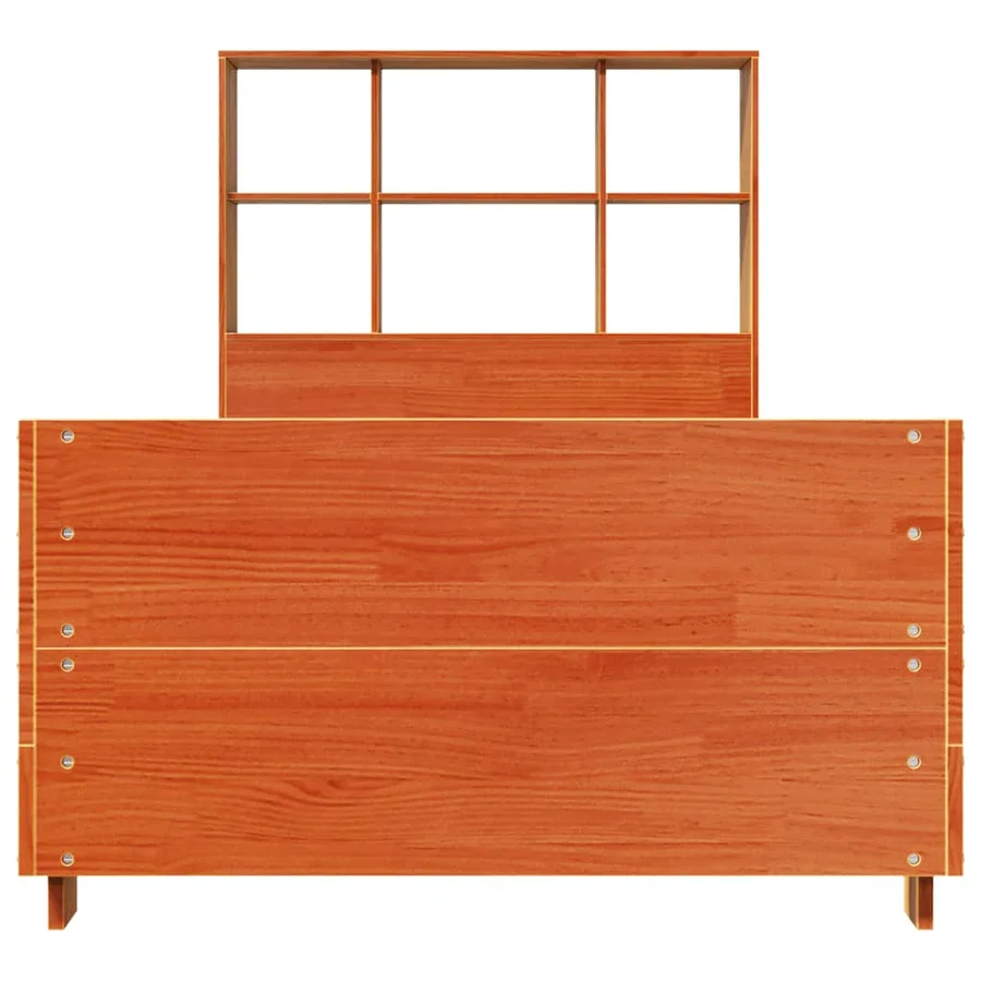 Cadre de lit sans matelas cire marron 100x200cm bois pin massif - 4