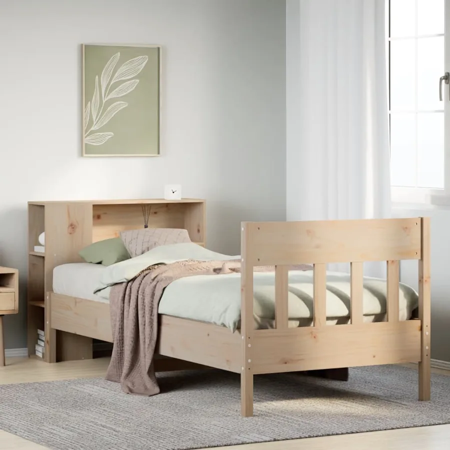 Lit bibliothèque sans matelas 90x190 cm bois de pin massif