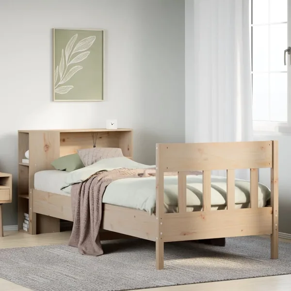 Lit bibliothèque sans matelas 90x190 cm bois de pin massif