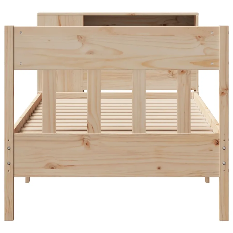 Lit bibliothèque sans matelas 90x190 cm bois de pin massif - 4