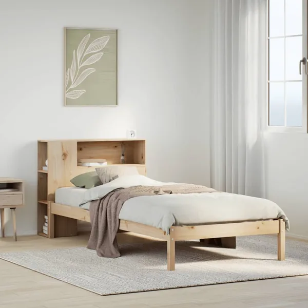 Lit bibliothèque sans matelas 90x190 cm bois de pin massif