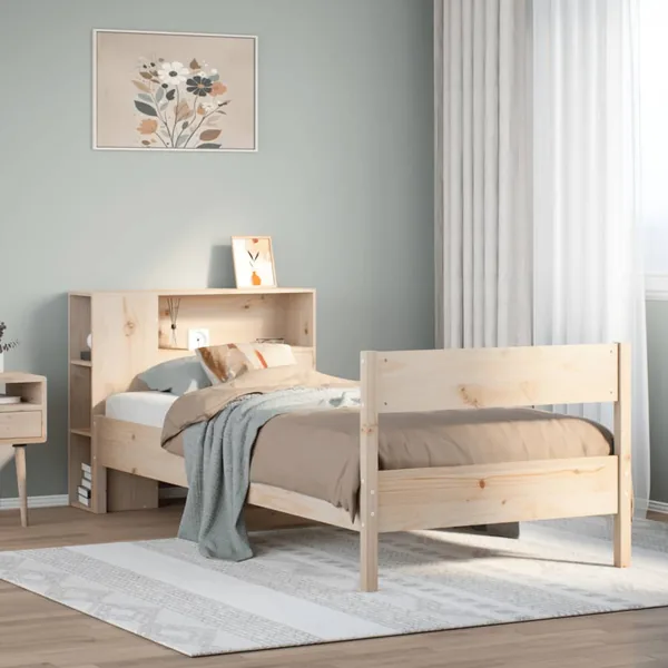 Lit bibliothèque sans matelas 90x190 cm bois de pin massif
