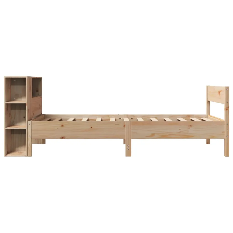Lit bibliothèque sans matelas 90x190 cm bois de pin massif - 5
