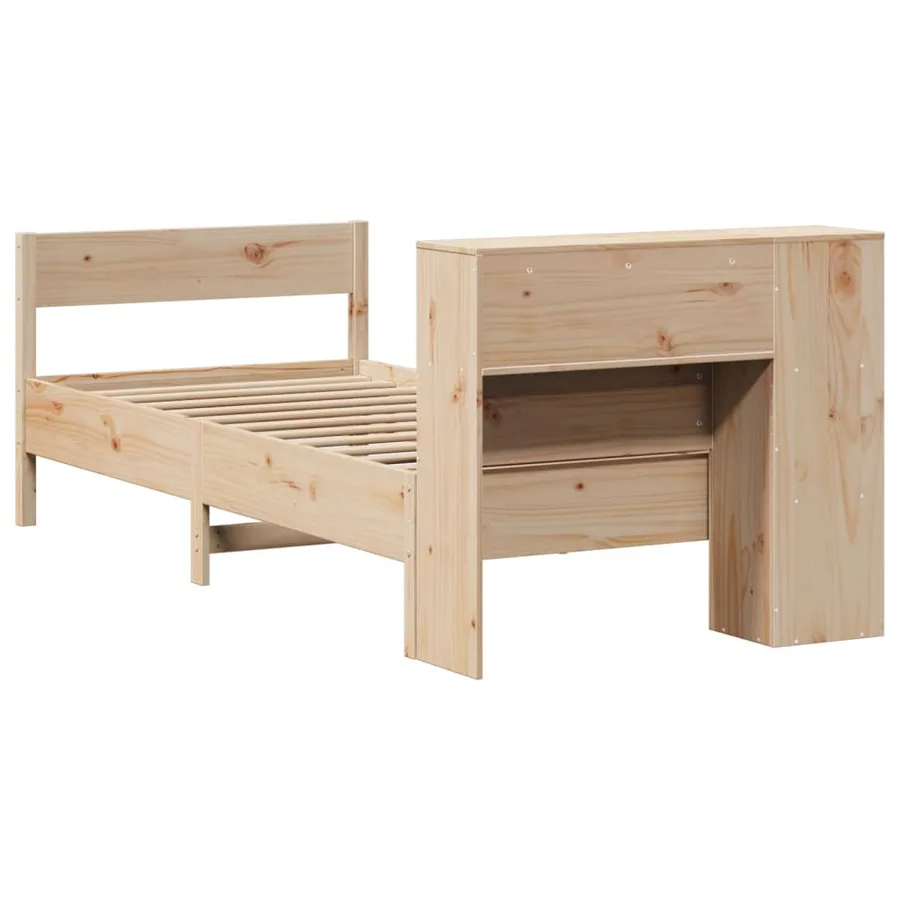 Lit bibliothèque sans matelas 90x190 cm bois de pin massif - 6