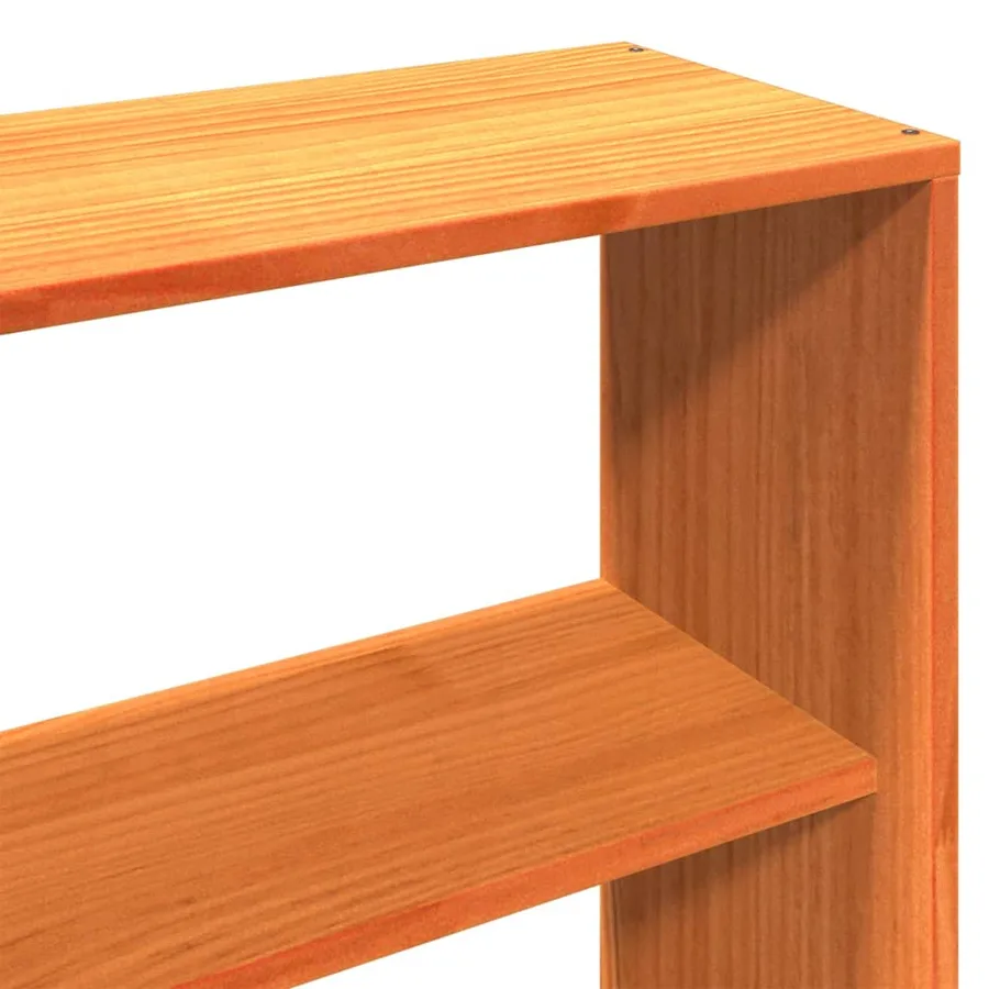 Lit bibliothèque sans matelas cire marron 200x200 cm pin massif - 9