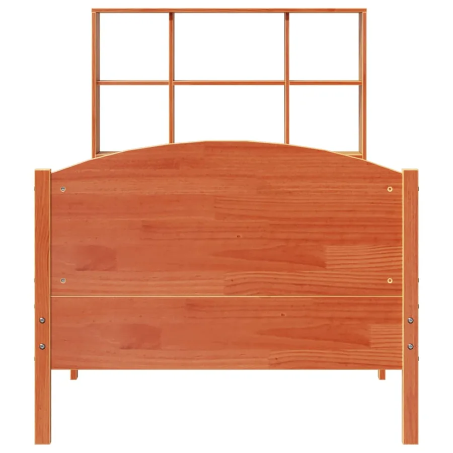 Lit bibliothèque sans matelas cire marron 75x190 cm pin massif - 4