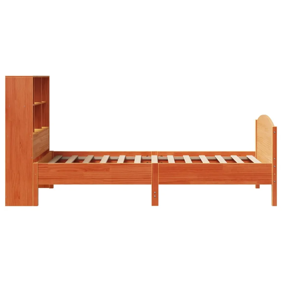 Lit bibliothèque sans matelas cire marron 75x190 cm pin massif - 5