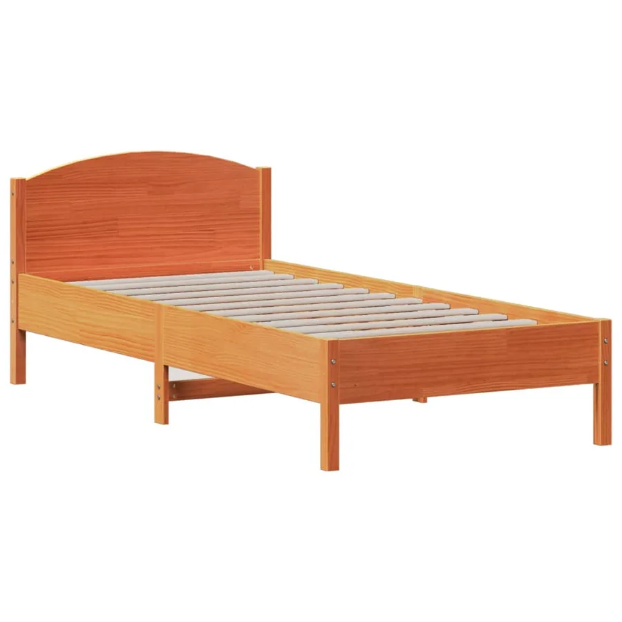 Lit bibliothèque sans matelas cire marron 75x190 cm pin massif - 8