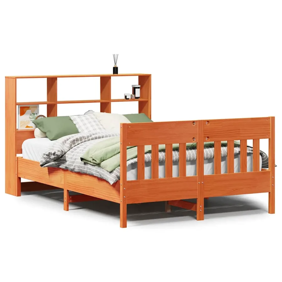 Cadre de lit sans matelas cire marron 150x200cm bois pin massif - 2