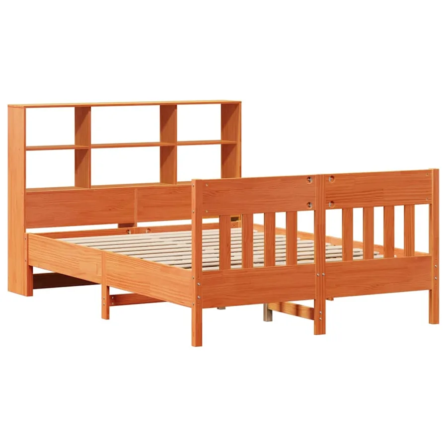 Cadre de lit sans matelas cire marron 150x200cm bois pin massif - 3