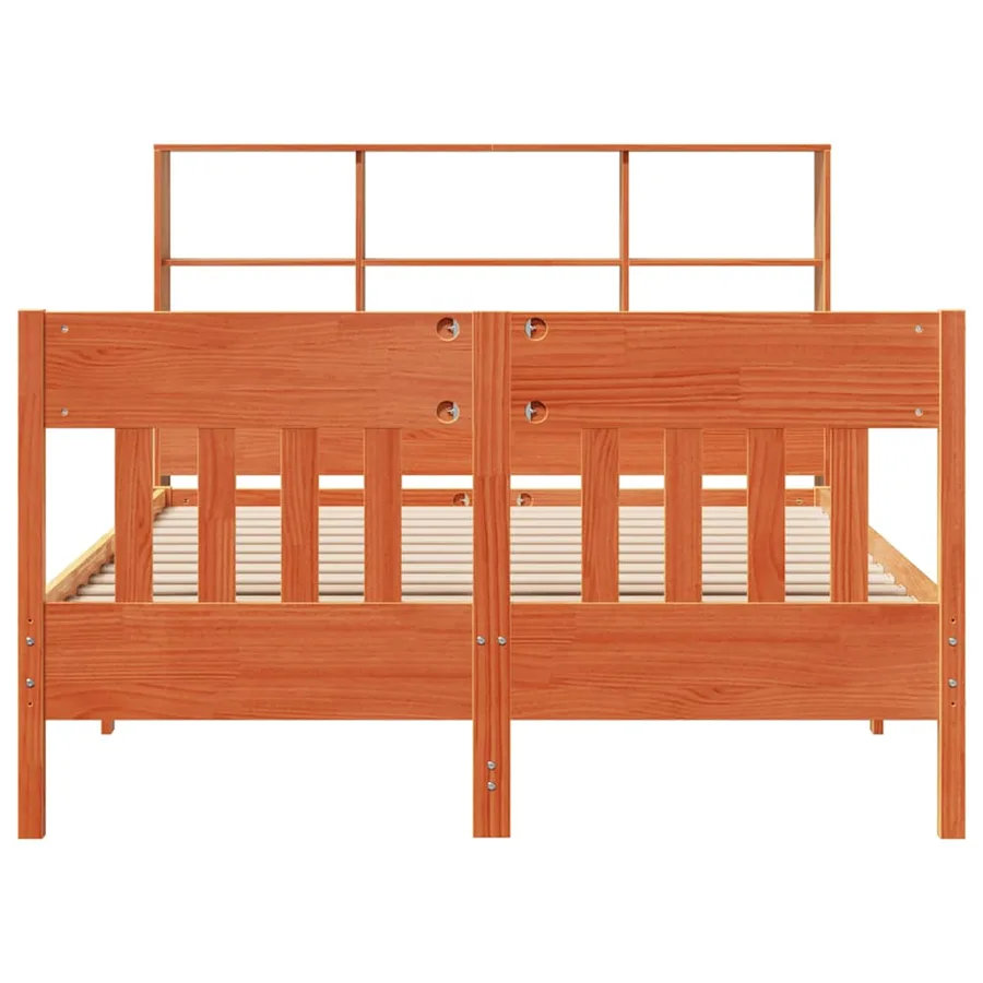 Cadre de lit sans matelas cire marron 150x200cm bois pin massif - 4