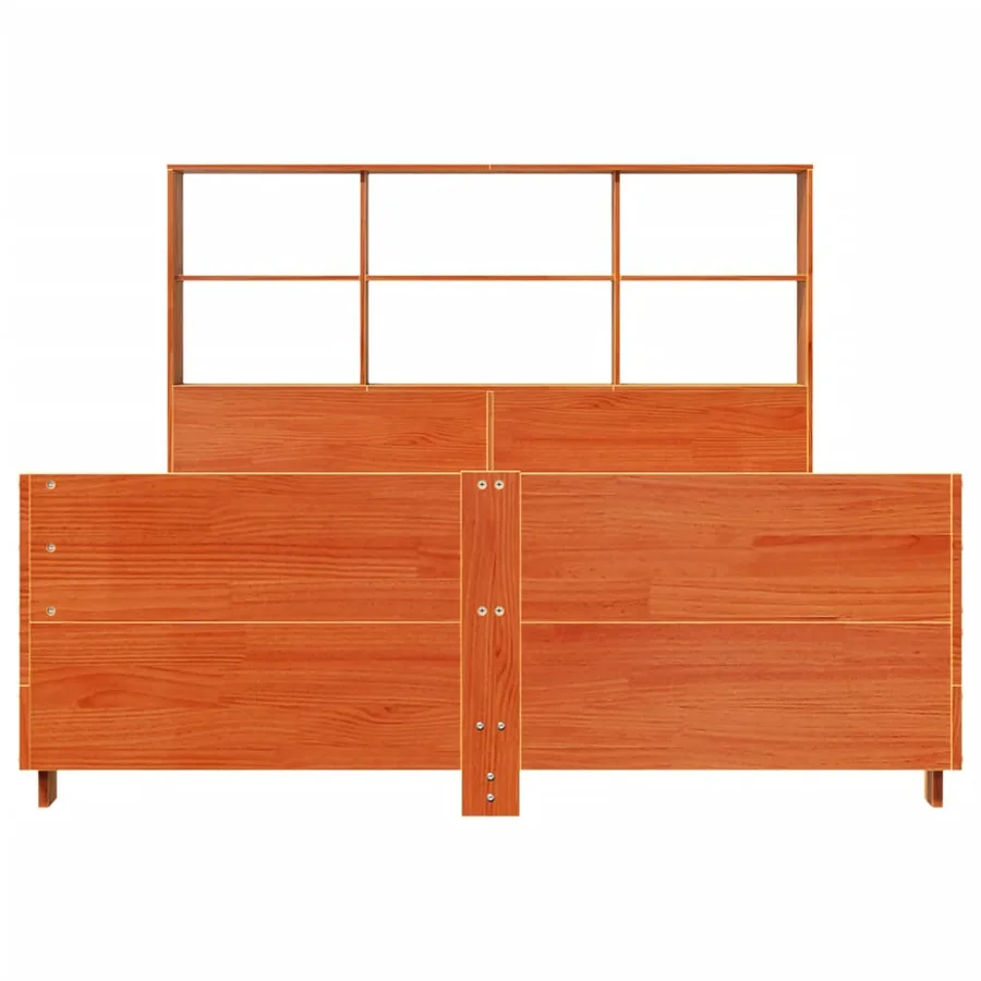 Cadre de lit sans matelas cire marron 150x200cm bois pin massif - 4