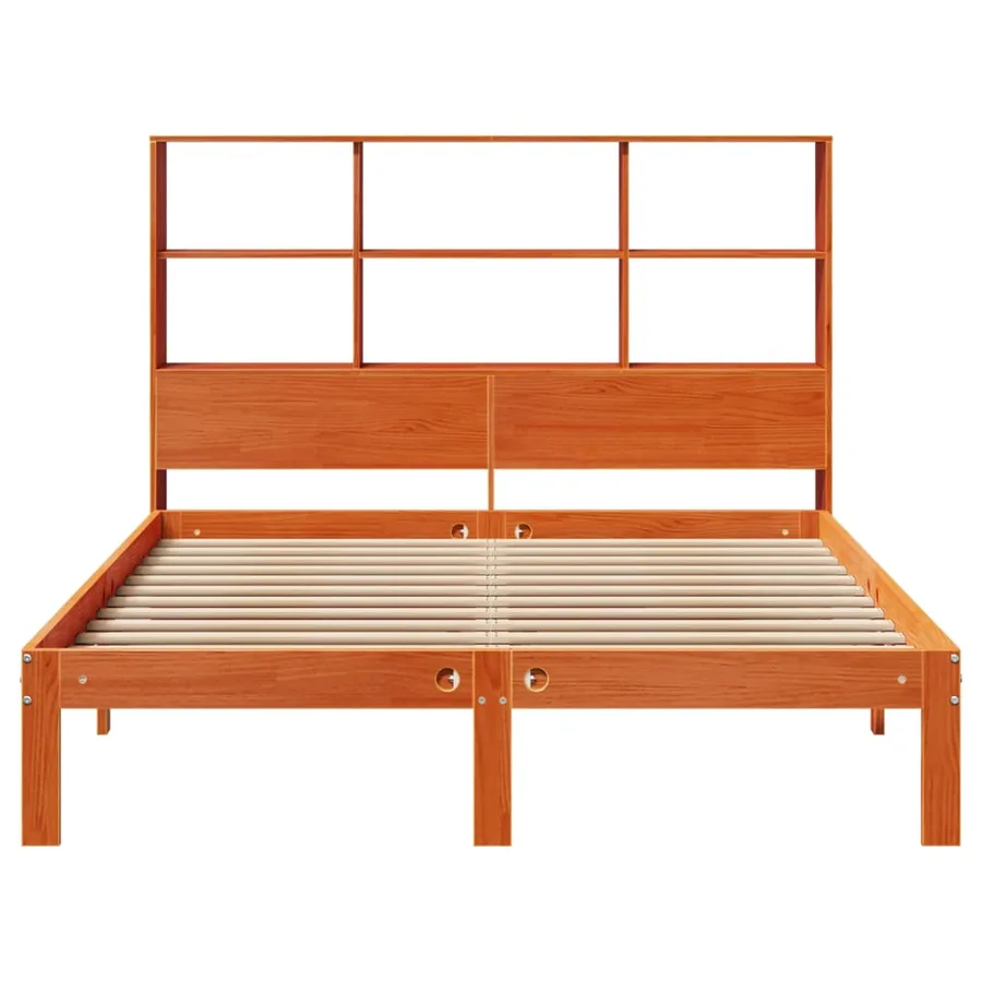 Lit bibliothèque sans matelas cire marron 120x190cm pin massif - 4