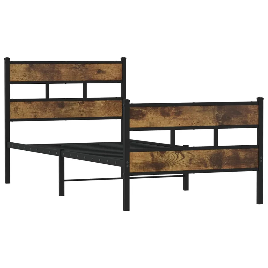 Cadre de lit en métal sans matelas chêne fumé 100x200 cm - 3