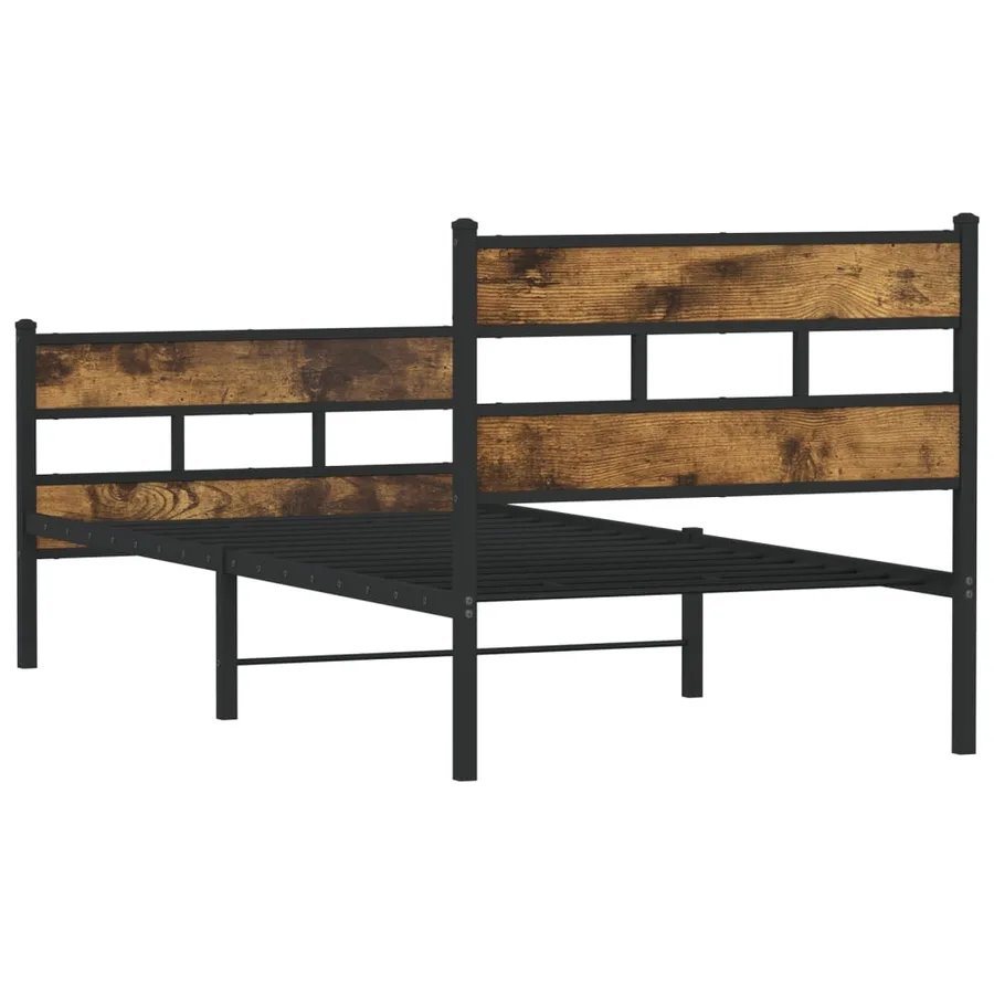 Cadre de lit en métal sans matelas chêne fumé 100x200 cm - 6
