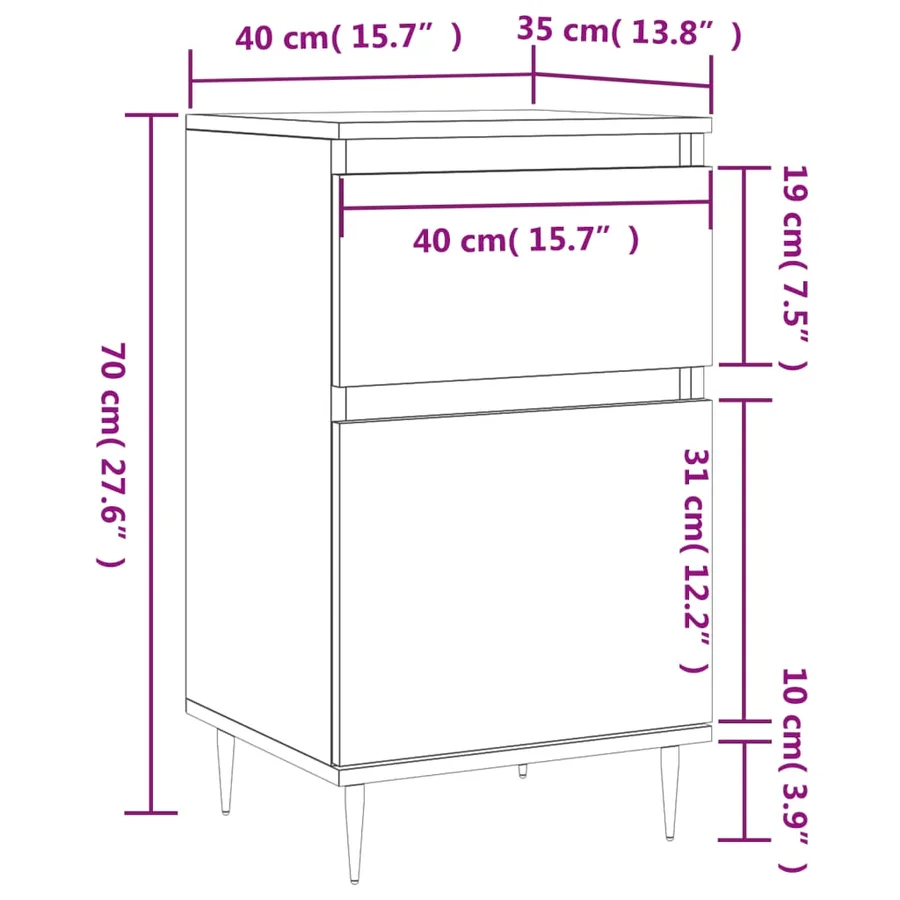 Buffets 2 pcs noir 40x35x70 cm bois d’ingénierie - 13