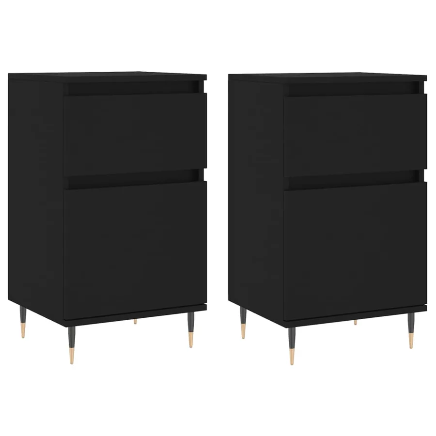 Buffets 2 pcs noir 40x35x70 cm bois d’ingénierie - 2