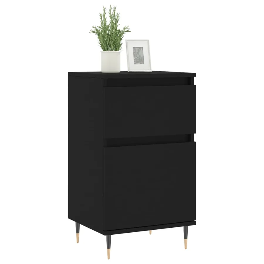 Buffets 2 pcs noir 40x35x70 cm bois d’ingénierie - 3