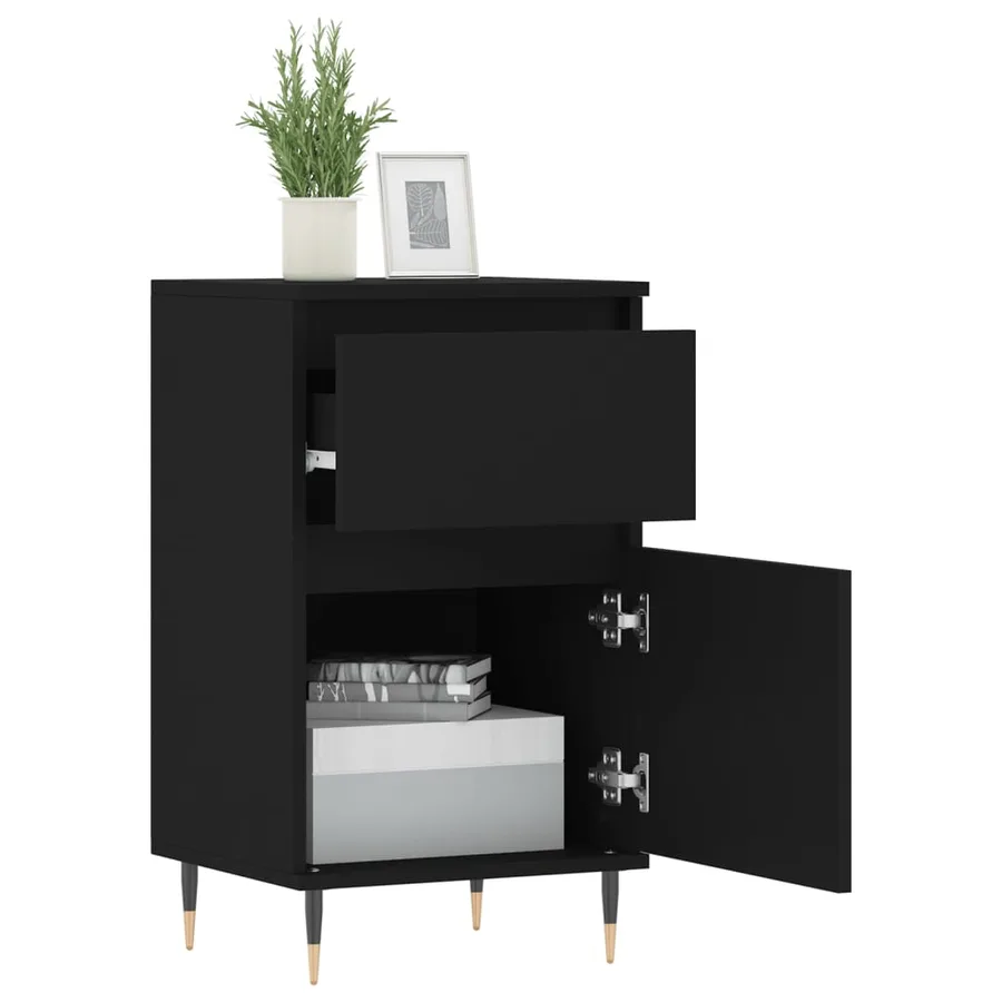 Buffets 2 pcs noir 40x35x70 cm bois d’ingénierie - 4