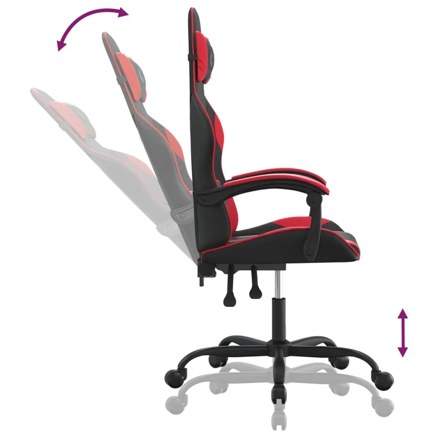 Chaise de jeu pivotante Noir et rouge Similicuir - 10