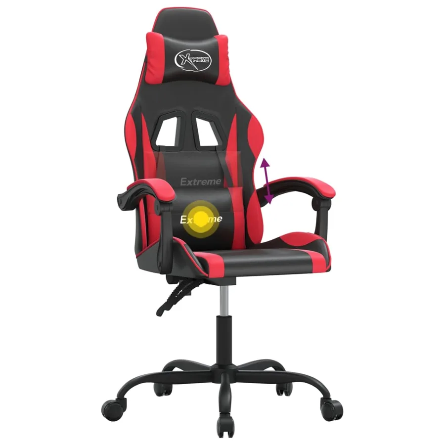 Chaise de jeu pivotante Noir et rouge Similicuir - 11