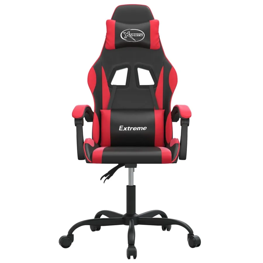 Chaise de jeu pivotante Noir et rouge Similicuir - 3
