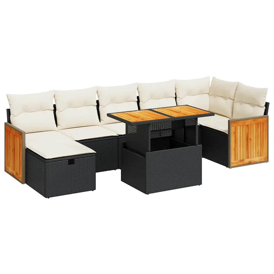 Salon de jardin 5 pcs avec coussins noir résine tressée - 2