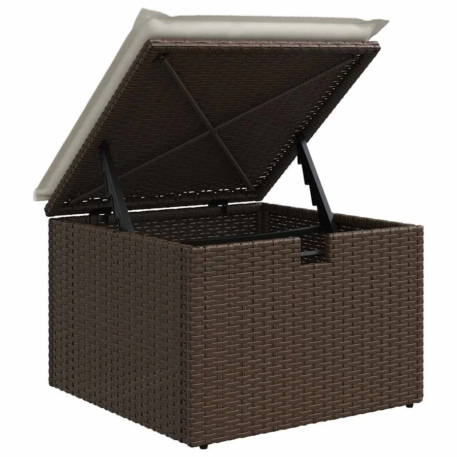 Salon de jardin avec coussins 6 pcs marron résine tressée - 10