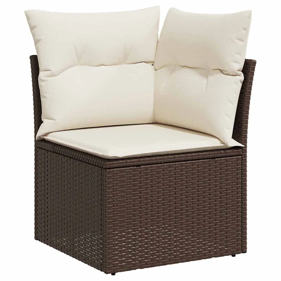 Salon de jardin avec coussins 6 pcs marron résine tressée - 4