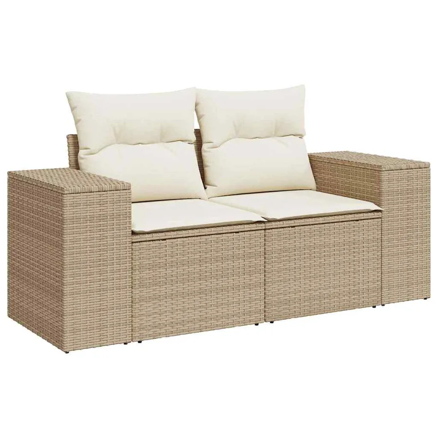 Salon de jardin avec coussins 6 pcs beige résine tressée - 4