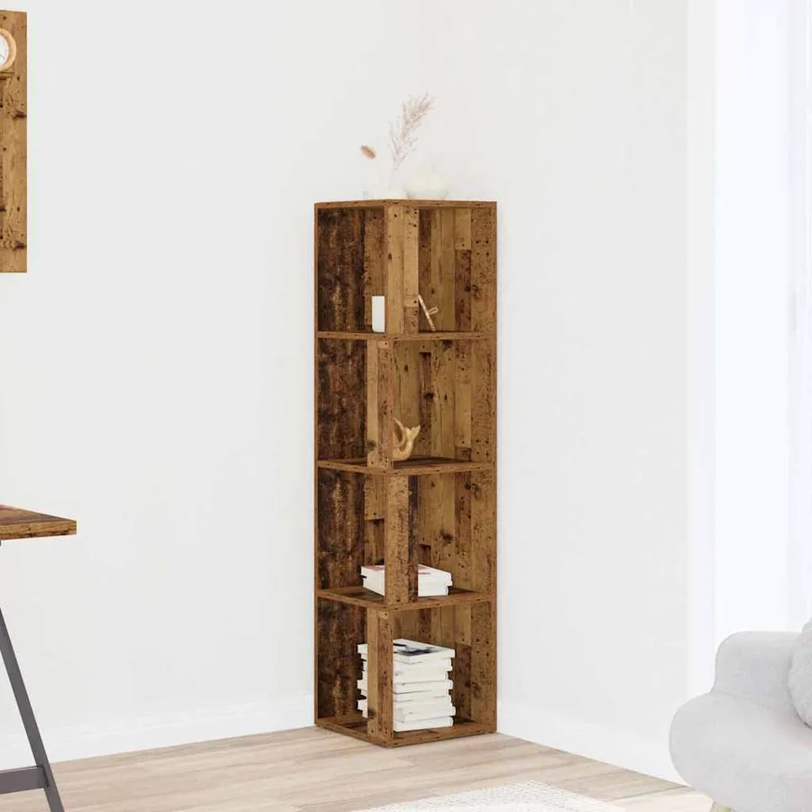 Armoire d'angle vieux bois 33x33x132 cm bois d'ingénierie