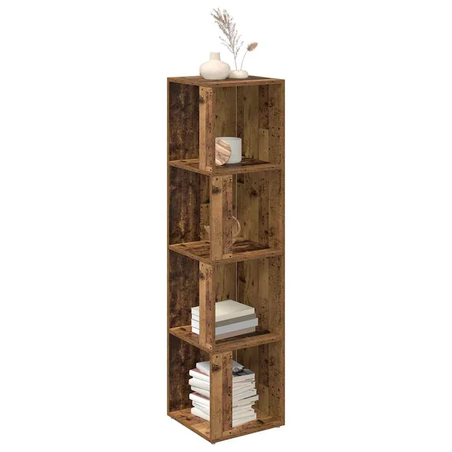 Armoire d'angle vieux bois 33x33x132 cm bois d'ingénierie - 3