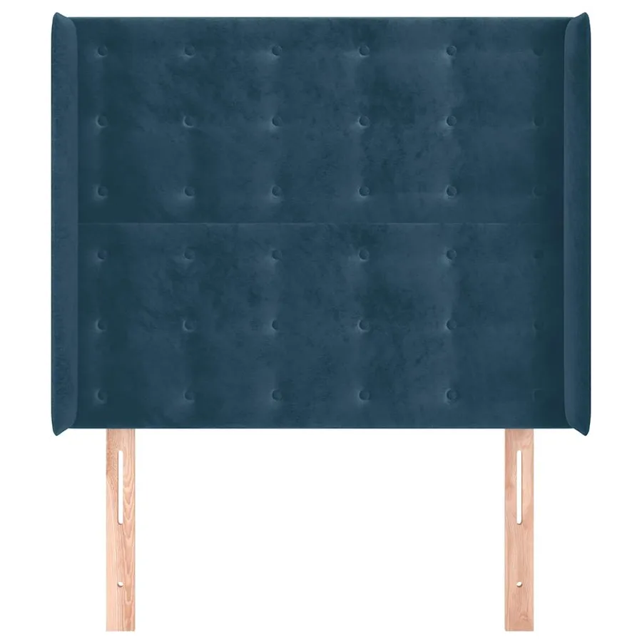 Tête de lit avec oreilles Bleu foncé 93x16x118/128 cm Velours - 3