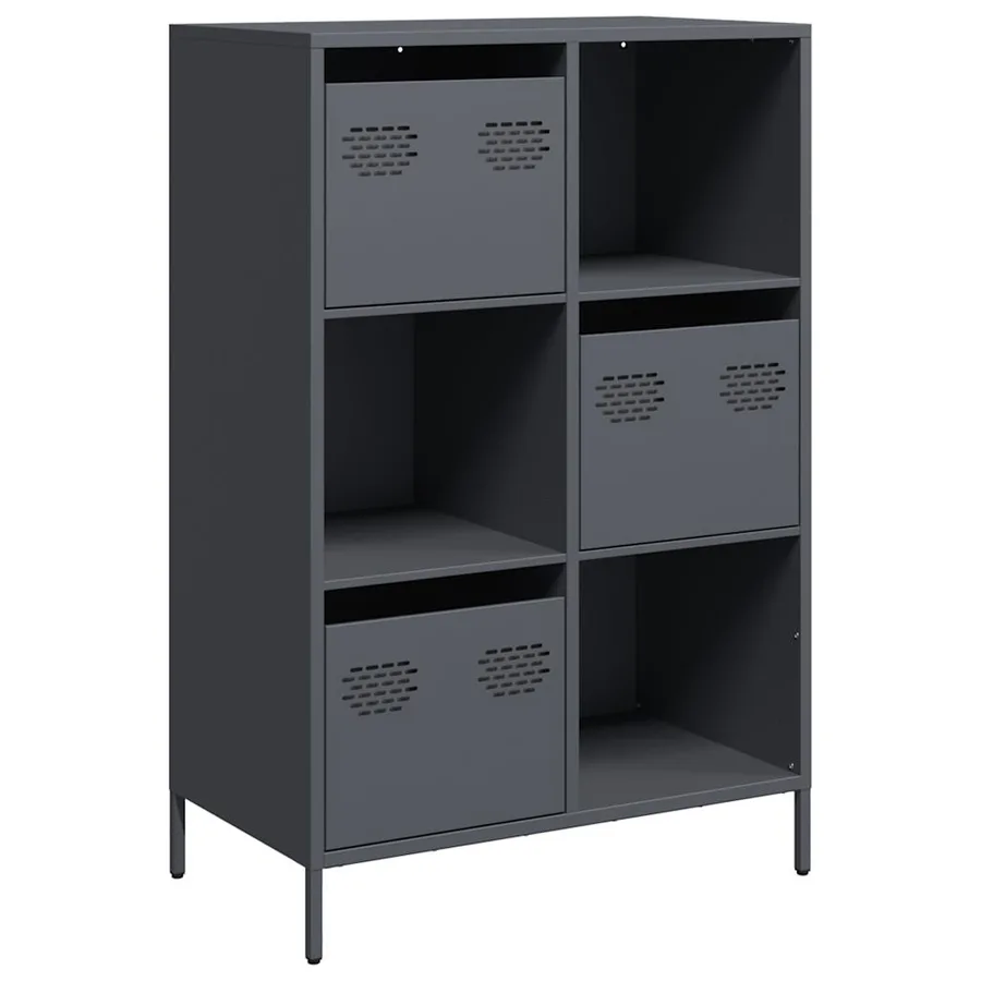 Buffet haut anthracite 68x39x103,5 cm acier - 2