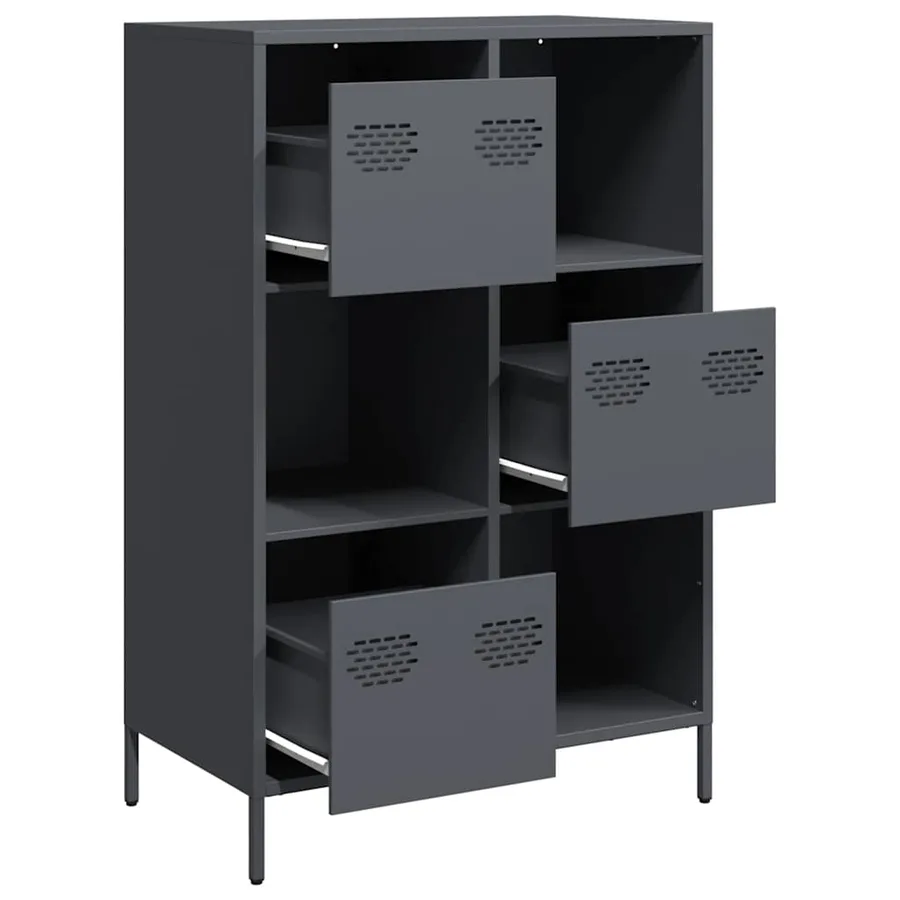 Buffet haut anthracite 68x39x103,5 cm acier - 4