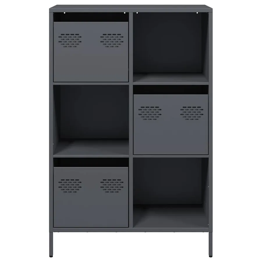 Buffet haut anthracite 68x39x103,5 cm acier - 5