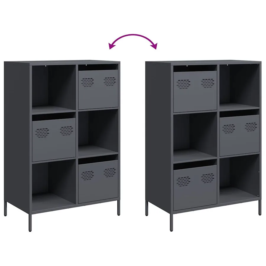 Buffet haut anthracite 68x39x103,5 cm acier - 9
