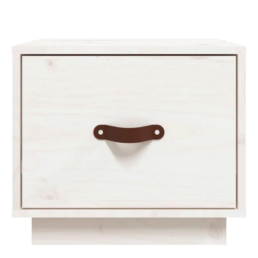 Table de chevet Blanc 40x34x35 cm Bois de pin solide - 5