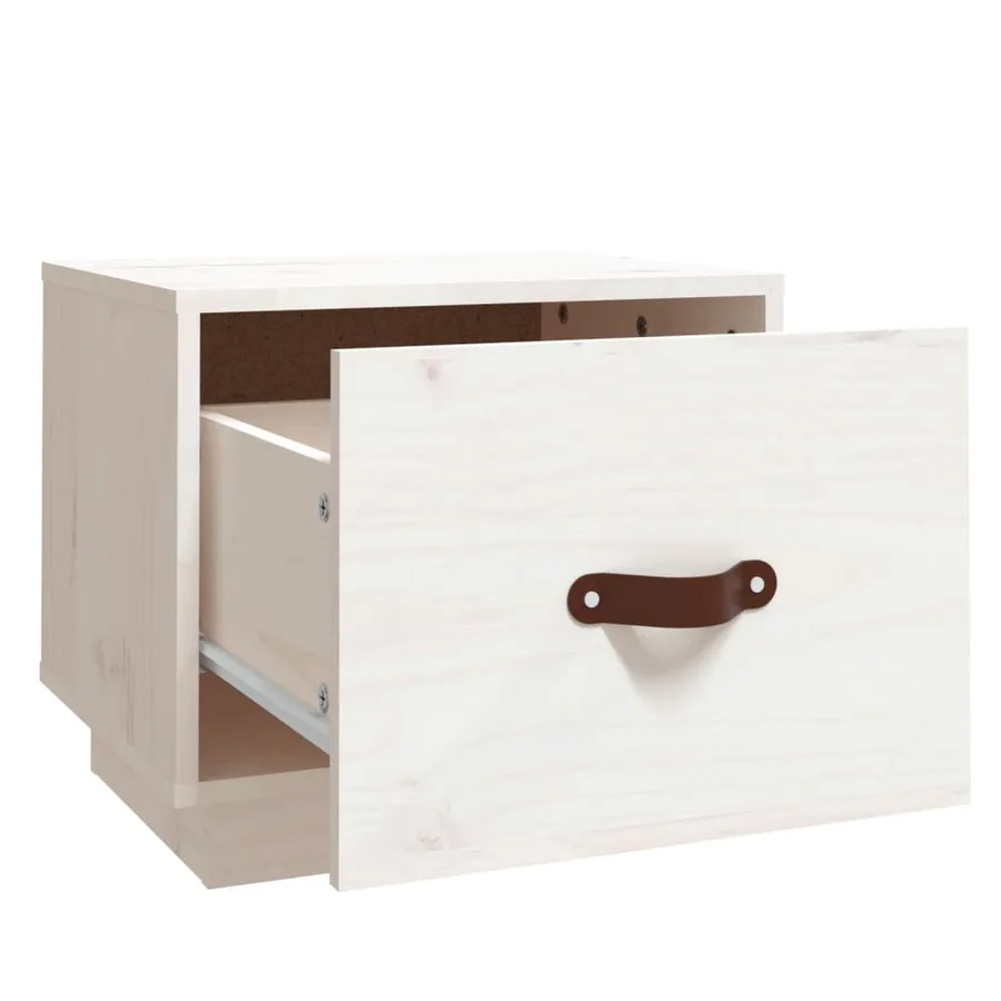 Table de chevet Blanc 40x34x35 cm Bois de pin solide - 7