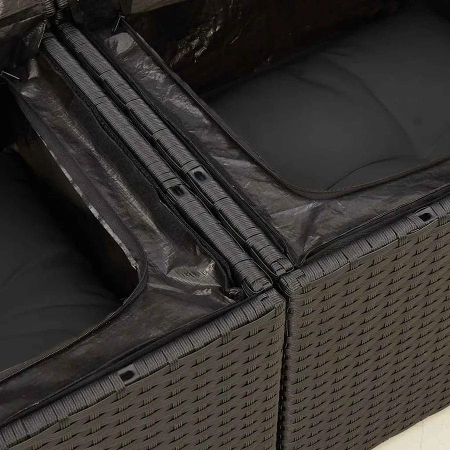 Salon de jardin 8 pcs avec coussins noir résine tressée - 15