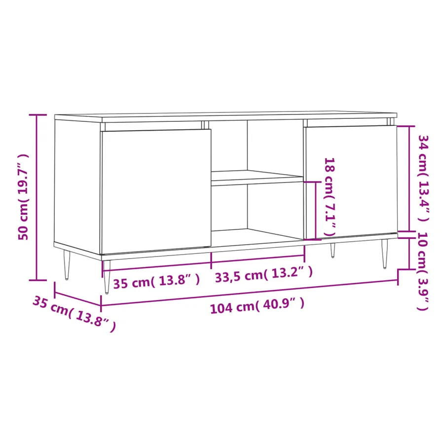 Meuble TV chêne sonoma 104x35x50 cm bois d'ingénierie - 11