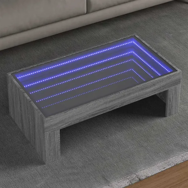 Table basse avec LED infini sonoma gris 90x50x30 cm